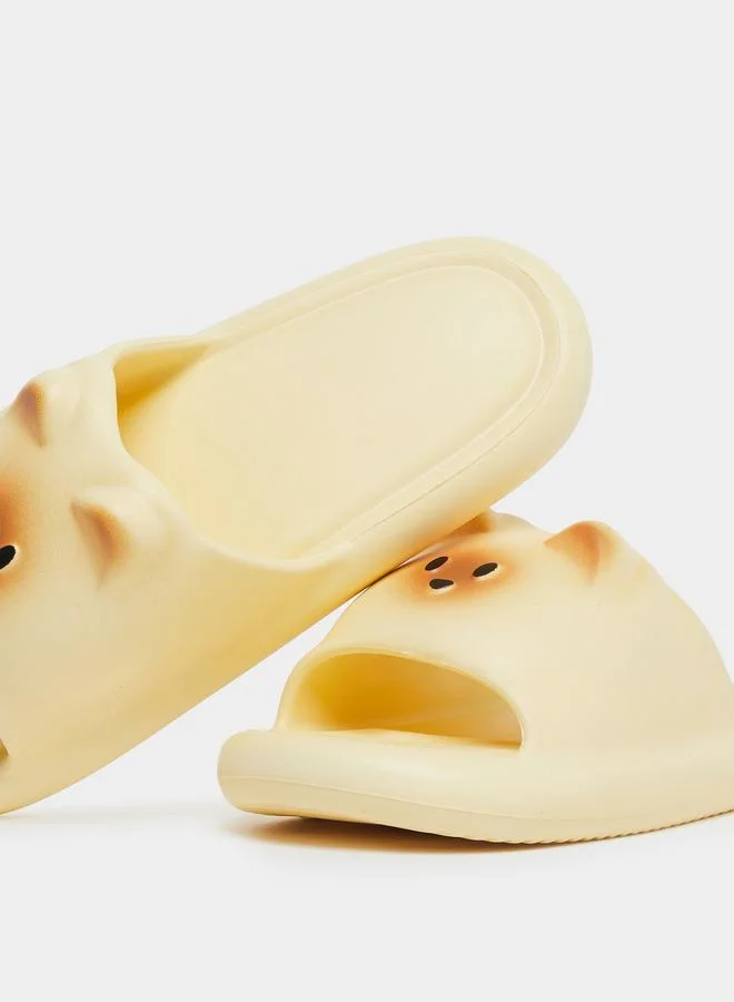 تايك تو شبشب حمام سادة مزين بوجه قطة مقاوم للانزلاق