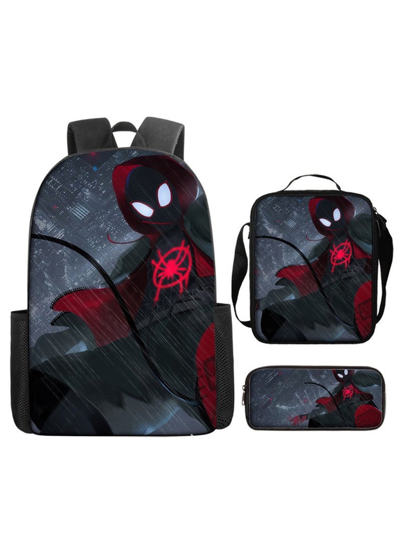 Naruto Spiderman Hero Cartoon Backpack Three-Piece Set 29*42*16cm