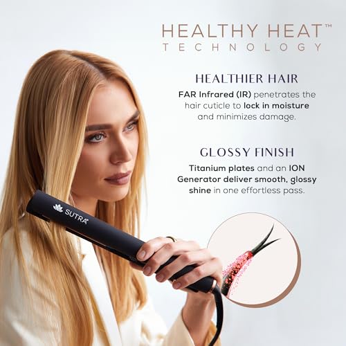 Sutra Professional IR2 Flat Iron, 1" - Ionic Infrared Hair Straightener with Adjustable Temperature, Auto Shut-Off & Swivel Cord - Straight Iron for Straightening Hair - Rose Gold Titanium Plate - Image 2