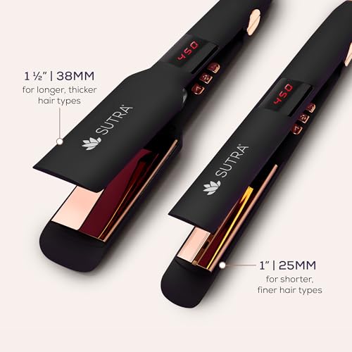 Sutra Professional IR2 Flat Iron, 1" - Ionic Infrared Hair Straightener with Adjustable Temperature, Auto Shut-Off & Swivel Cord - Straight Iron for Straightening Hair - Rose Gold Titanium Plate - Image 3