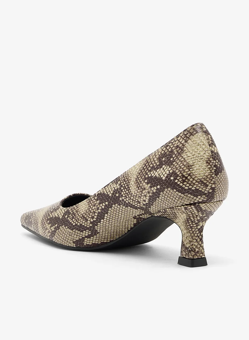 Raid Multicolour Alma Snake Print Kitten Heel Pump for Women | Best Price UAE