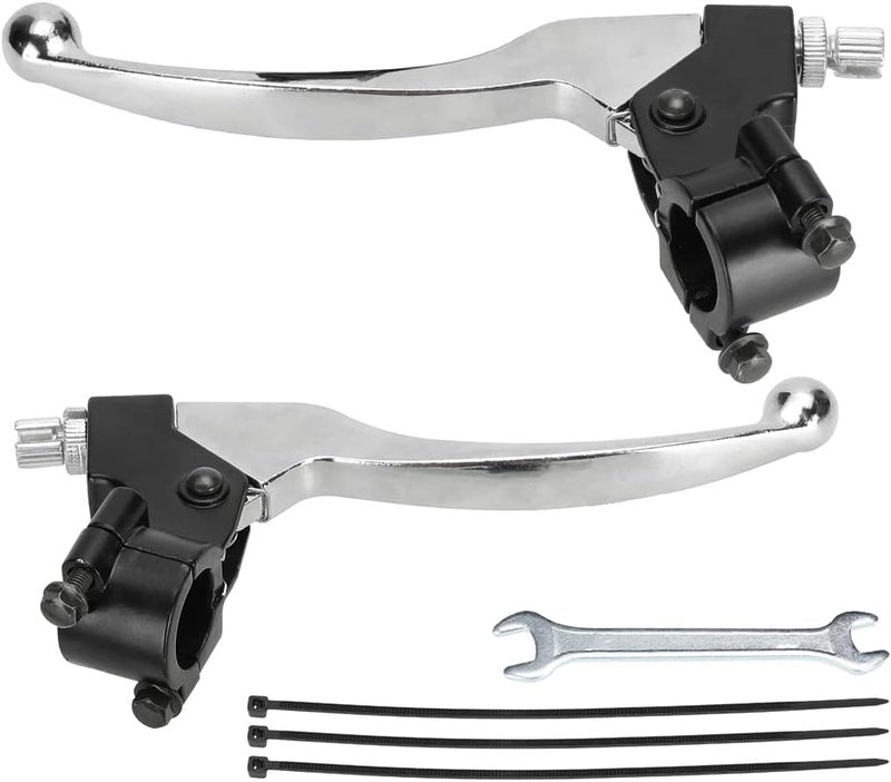 FVRITO Left Right 7/8" 22mm Clutch Brake Handle Levers Perch for CRF70 CRF80 CRF100 CRF150 XR80 XR100 XR200r XL100 XL250 ATC 200m Pit Dirt Motor Bike Motorcycle Baja Mini Bike MB200 MB165 Parts Silver - Image 1