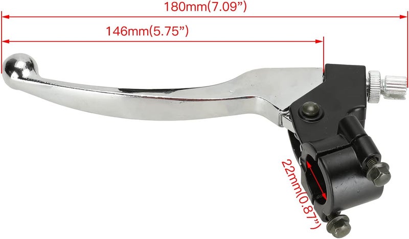 FVRITO Left Right 7/8" 22mm Clutch Brake Handle Levers Perch for CRF70 CRF80 CRF100 CRF150 XR80 XR100 XR200r XL100 XL250 ATC 200m Pit Dirt Motor Bike Motorcycle Baja Mini Bike MB200 MB165 Parts Silver - Image 3