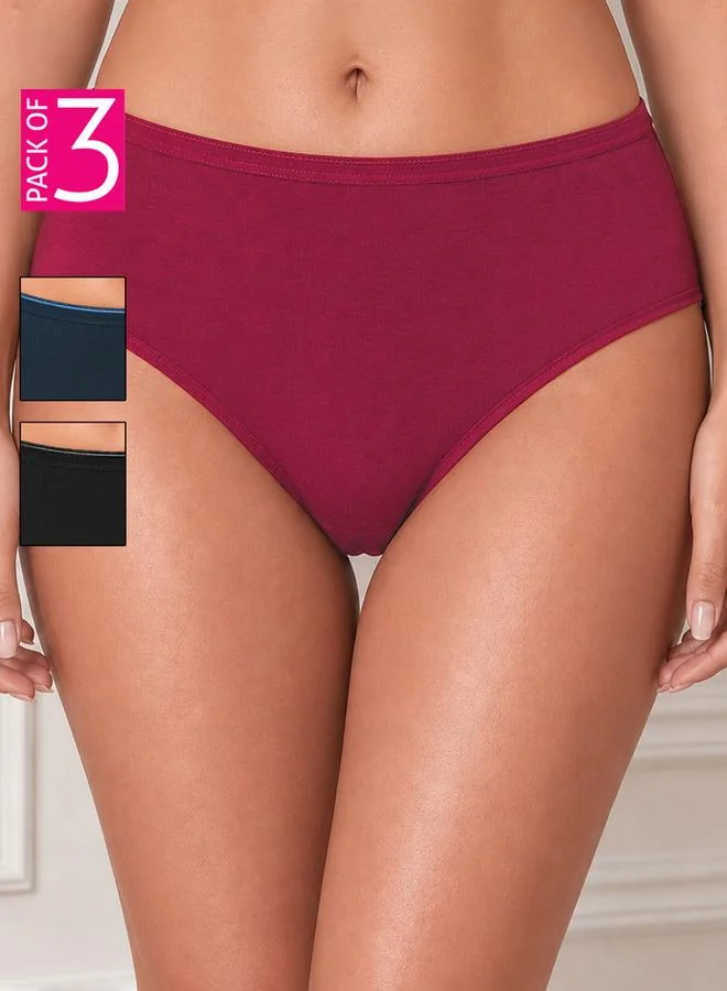 Clovia Pack of 3 - Mid Waist Hipster Panties