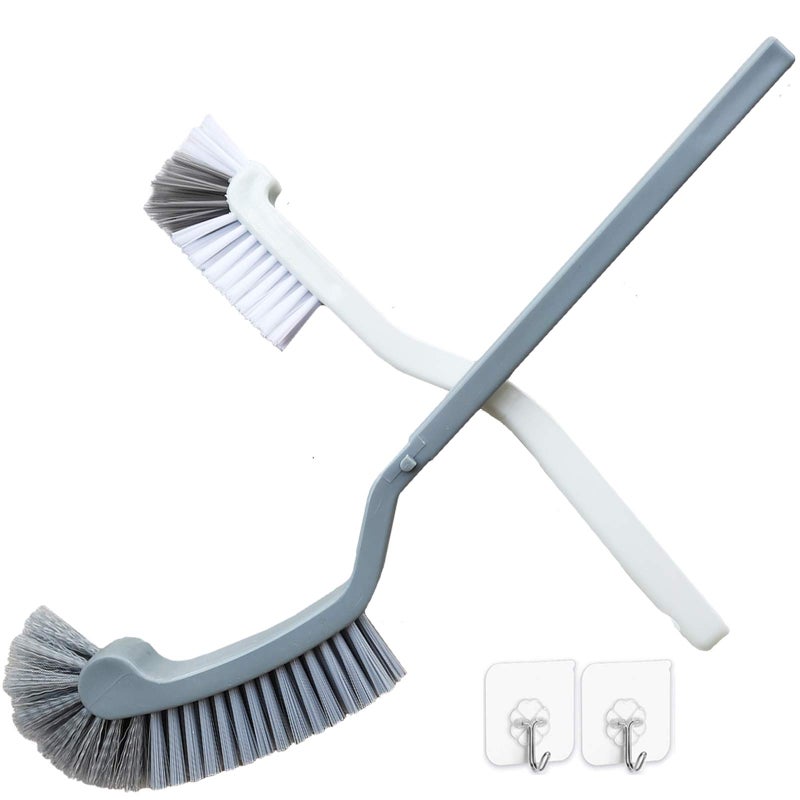 Bathroom Brushes Kitchen Cleaning Brush Set Toilet Bowl Brush Scrub Brush Home Cleaner Floor Stiff Bristles with Adhesive Hooks Plastic Handle Durable 135Inch Deep Cleaning