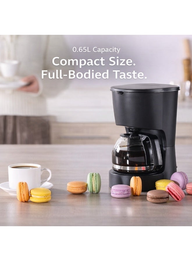 AMROAH Drip Coffee Maker 650ml, 6 Cup Coffee Maker with Glass Carafe, Reusable Filter Coffee Maker, Auto Shut Off & Keep Warm Function, Compact Coffee Maker Machine 650W, Black - Image 4