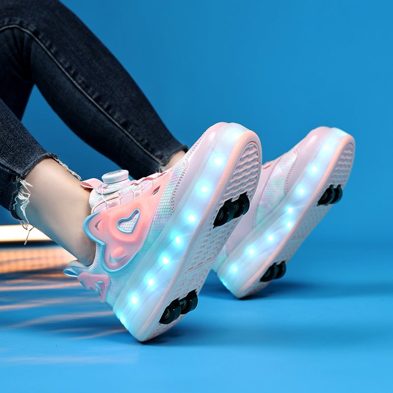 Heelys أحذية للبنات، أربع عجلات غير مرئية قابلة للسحب Roller Skates، يمكن لطلاب المدرسة الابتدائية ذات العجلتين المشي والتزلج، أحذية التزلج للأطفال - Image 3