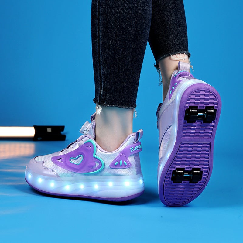 Heelys أحذية للبنات، أربع عجلات غير مرئية قابلة للسحب Roller Skates، يمكن لطلاب المدرسة الابتدائية ذات العجلتين المشي والتزلج، أحذية التزلج للأطفال - Image 4