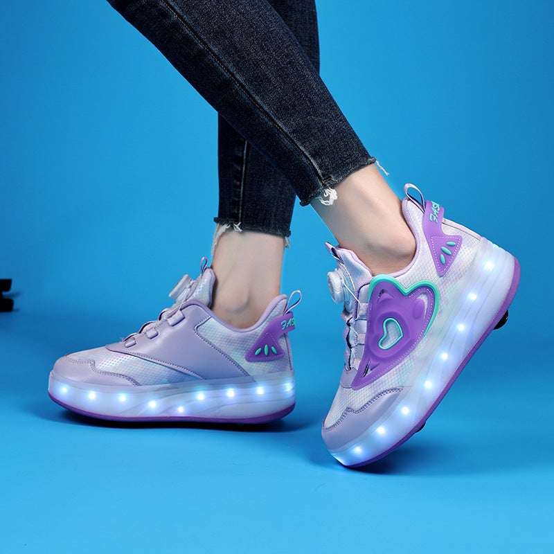 Heelys أحذية للبنات، أربع عجلات غير مرئية قابلة للسحب Roller Skates، يمكن لطلاب المدرسة الابتدائية ذات العجلتين المشي والتزلج، أحذية التزلج للأطفال - Image 5
