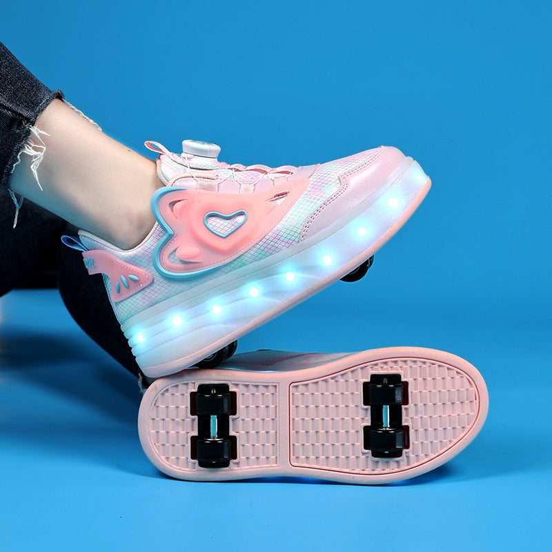 Heelys أحذية للبنات، أربع عجلات غير مرئية قابلة للسحب Roller Skates، يمكن لطلاب المدرسة الابتدائية ذات العجلتين المشي والتزلج، أحذية التزلج للأطفال - Image 2