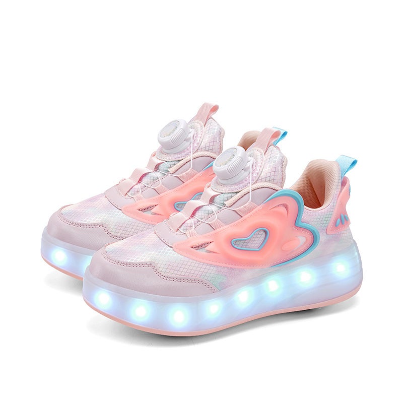 Heelys أحذية للبنات، أربع عجلات غير مرئية قابلة للسحب Roller Skates، يمكن لطلاب المدرسة الابتدائية ذات العجلتين المشي والتزلج، أحذية التزلج للأطفال - Image 1