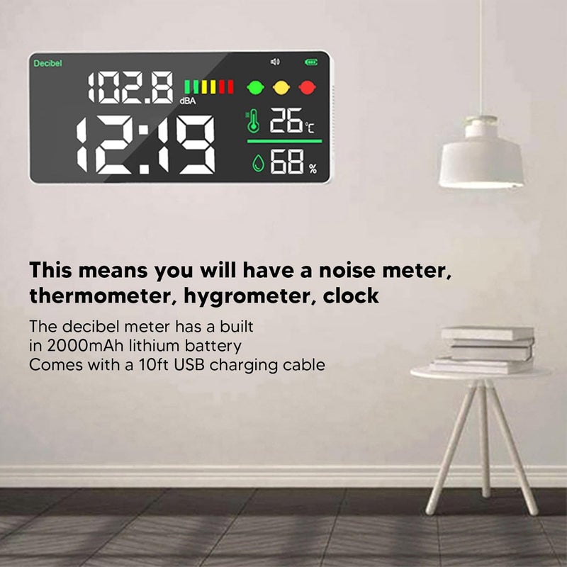 ABS Wall Mounted Digital Noise Meter 4 in 1 Decibel Sound Level Monitor for Classroom - Image 4