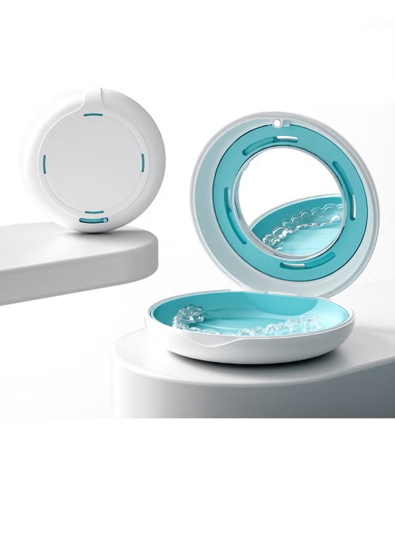 Braces Storage Box Orthodontic Retainer Bracket Box Portable Denture Storage Box with Mirror - Image 1