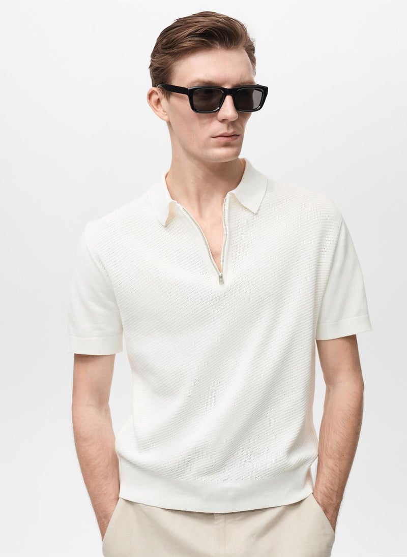 Mango Man Zip Neck Polo  - Image 1