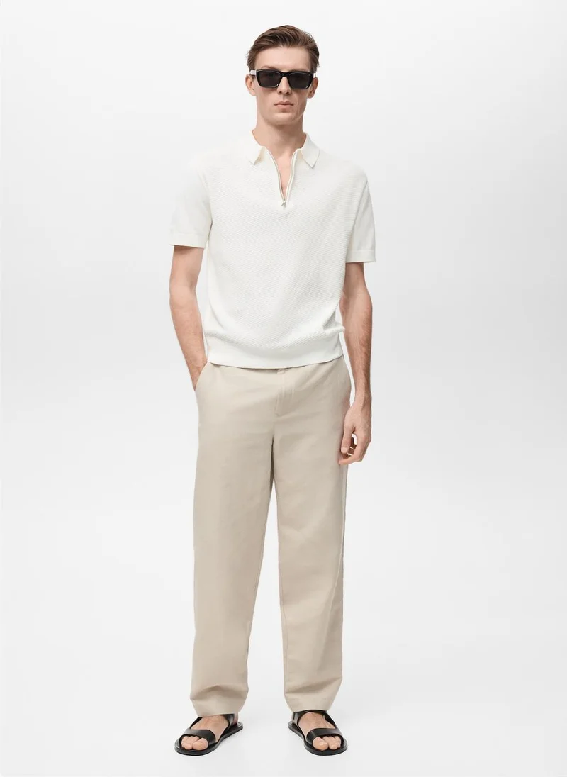 Mango Man Zip Neck Polo