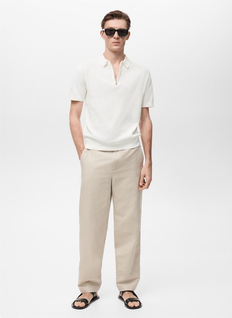 Mango Man Zip Neck Polo  - Image 5
