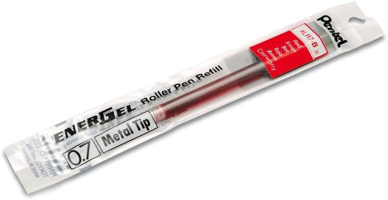 Pentel Refill Ink for BL57/BL77 EnerGel Liquid Gel Pen, 0 .7mm, Metal Tip, Red Ink, Box of 12 (LR7-B-12) - Image 2