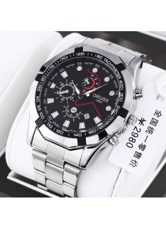 Generic New Swiss brand automatic movement watch mens hollow calendar sports concept non-mechanical luminous waterproof Cool style silver with black face 