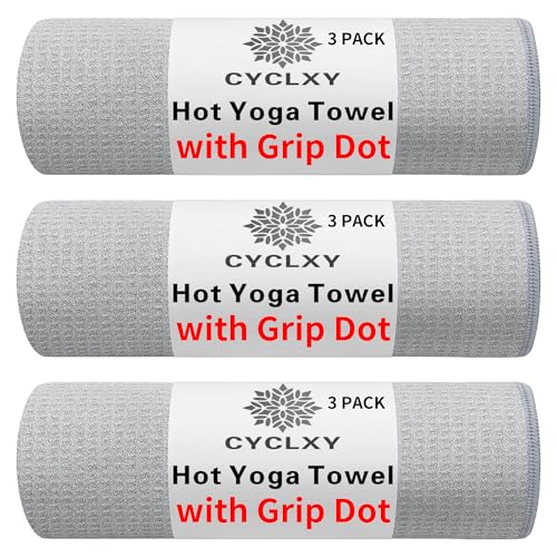 CYCLXY 3 Pack Yoga Mat Towels with Grip Dot, Hot Yoga Towel Non Slip Yoga Mat Towel Non-Slip Sweat Absorbent Anti-Slip Yoga Towel for Bikram,Pilates - Image 1