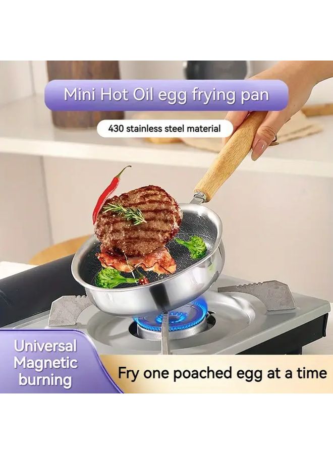 5 12 Inch Honeycomb Non Stick Mini Frying Pan For Steaks And Eggs With Wooden Handle - Image 1