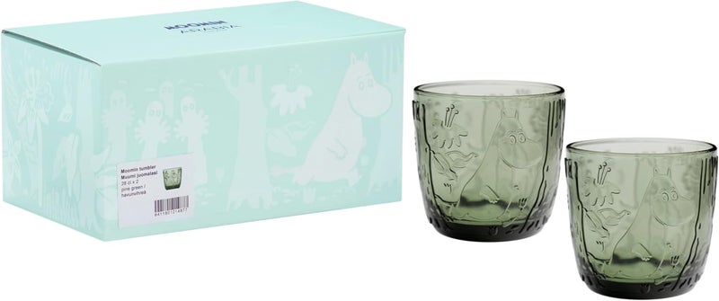 أرابيا Moomin Glass Tumbler 9.5oz Pine Green 2-Piece - Image 3