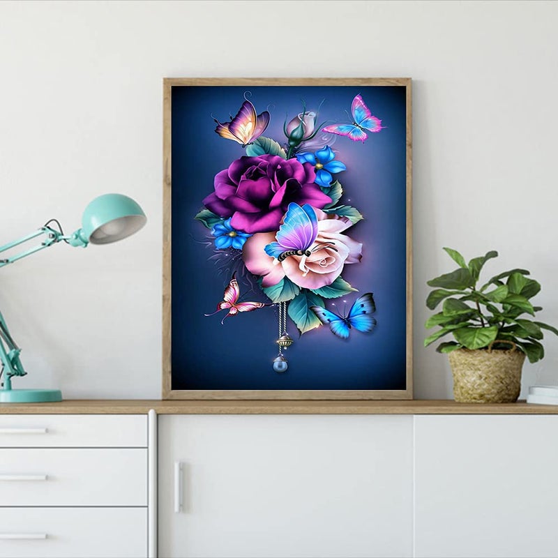 DOTZSO Painting Kits for Adults Diamond,DIY 5D Round Full Drill Butterfly Flowers Diamond Art,Very Suitable for Home Leisure and Wall Decoration 11.8x15.7 (Inches) - Image 5