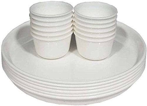 Coolkart Cookart Unbreakable Full Dinner Plates with Bowls Pack of 6 Plates 6 Bowl Set 12 PCS White Color Made in India - Image 5