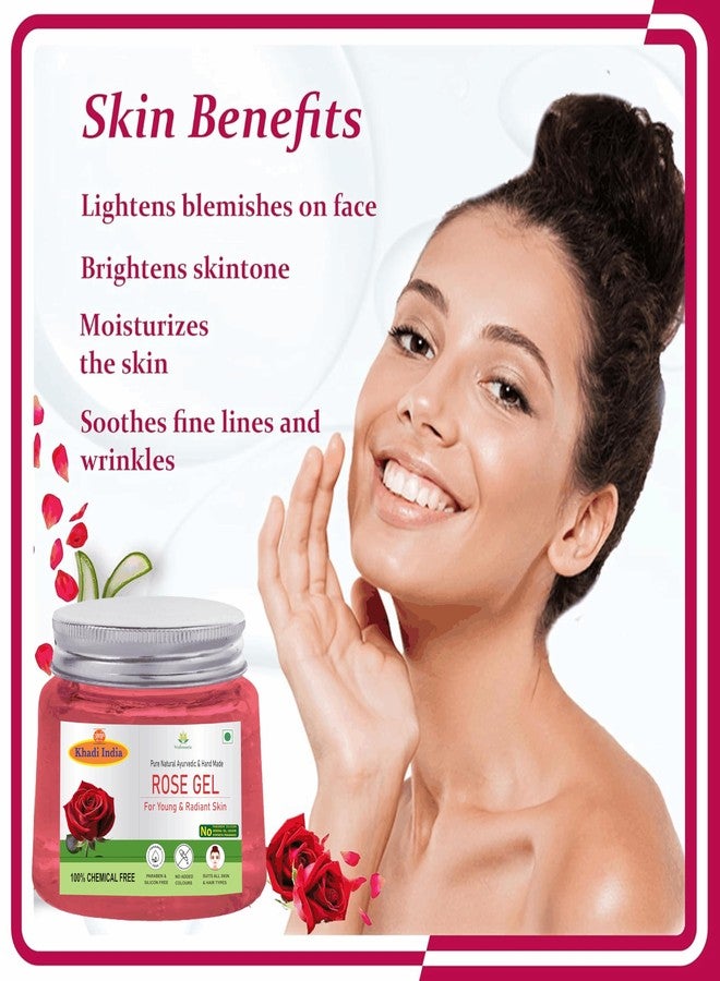 Vedimatic Khadi Pure Organic Natural Herbal Rose Aloe Vera Gel for Face & Hair | 100% Pure Natural Aloe Vera Anti-Acne Gel for Dark Circles | All Skin Types 400 gm (Pack Of 2) - Image 2