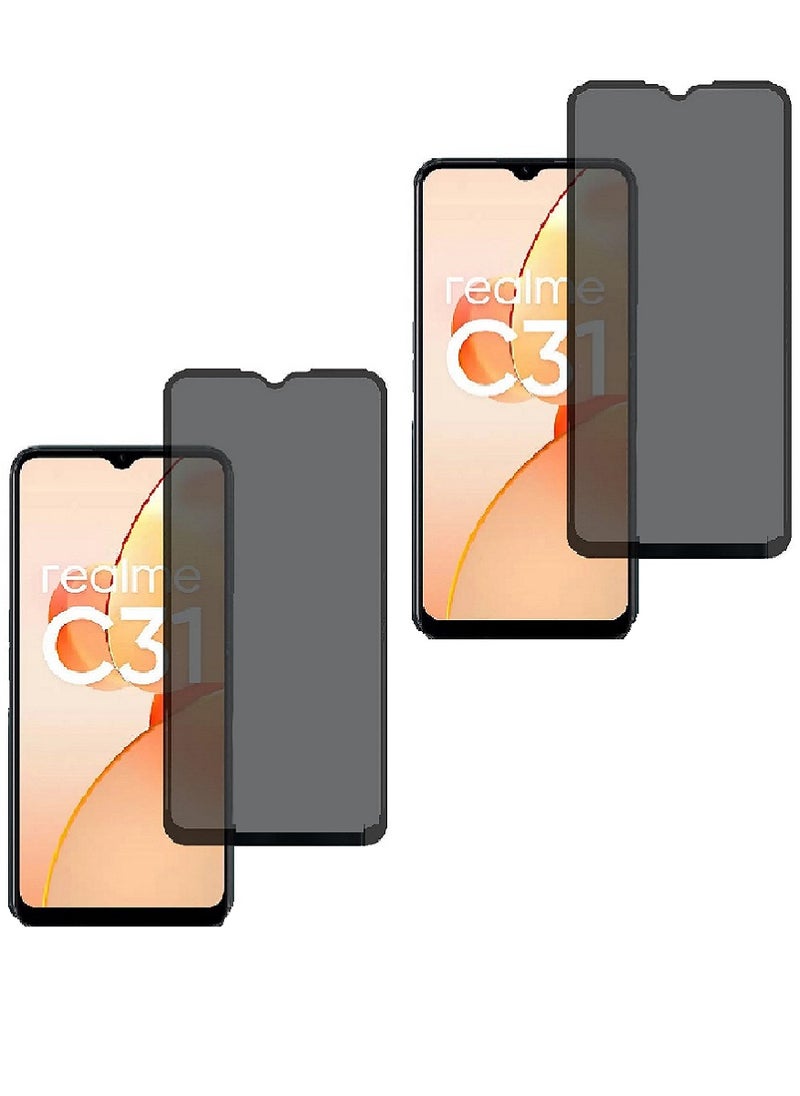 Super 2 Pieces Tempered Glass Screen Protector Anti-Spy Privacy Designed For Realme C31  Full Screen Coverage And Bubble Free - Image 1