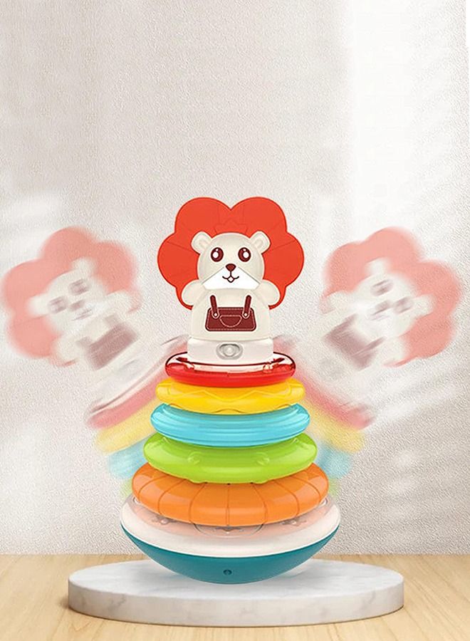 BAYBEE Rainbow Electronic Musical Stacking Ring Toys For Baby With 5 Ring Music Light Circle Stacker Nesting Toy Learning Educational Stacking Toys For Kids Toddlers 1+ Years Boy Girl Ring I  - Image 3