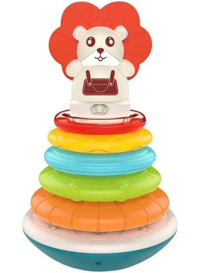 BAYBEE Rainbow Electronic Musical Stacking Ring Toys For Baby With 5 Ring Music Light Circle Stacker Nesting Toy Learning Educational Stacking Toys For Kids Toddlers 1+ Years Boy Girl Ring I  - Image 1