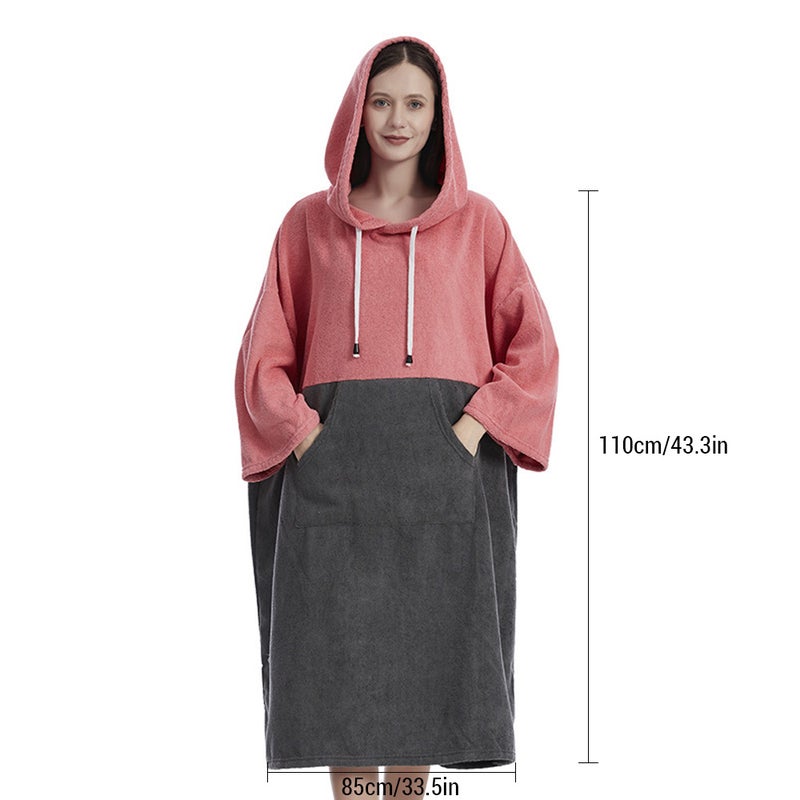 Quick Dry Microfiber Towel: Oversized Hood Half Sleeves Kangaroo Pocket - Super Soft High Absorbency Lakeblue Bath Towel for Swimmers Beach Outdoor Home Use Men Women - Image 2