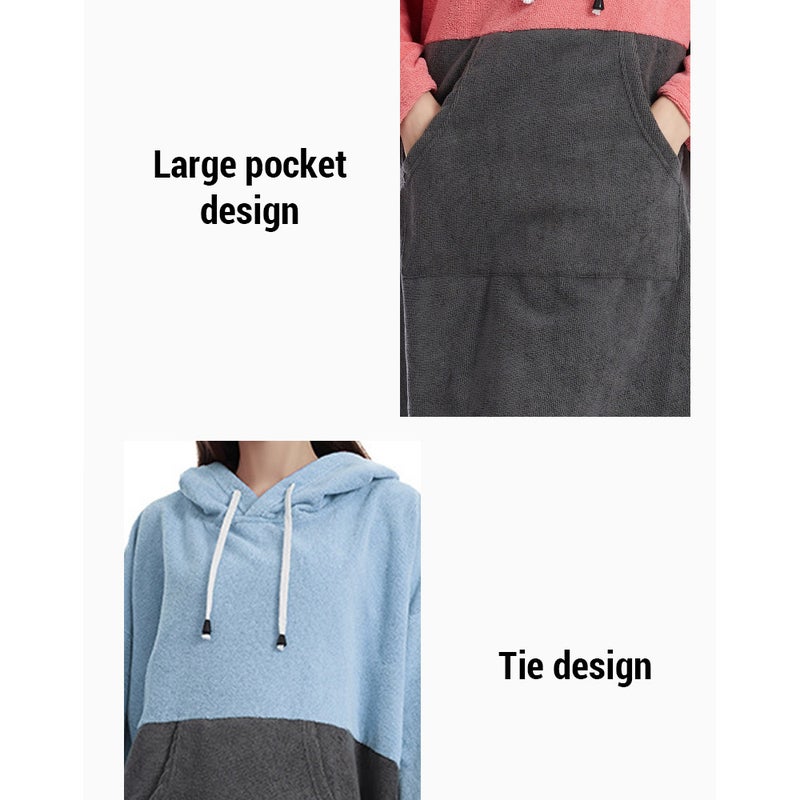 Quick Dry Microfiber Towel: Oversized Hood Half Sleeves Kangaroo Pocket - Super Soft High Absorbency Lakeblue Bath Towel for Swimmers Beach Outdoor Home Use Men Women - Image 4