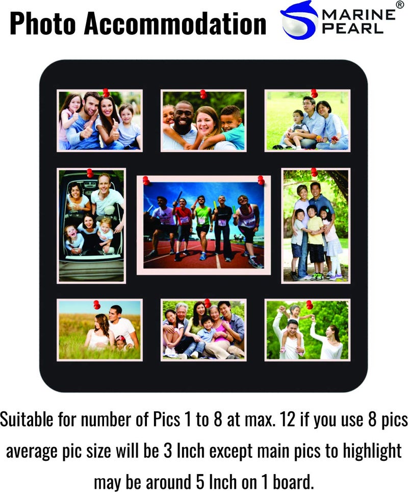 MARINE PEARL Marine Pearl 12x12 Inch Set of 3 Multifunctional Pin Up Photo Frames Wall Hanging Collage Soft Board for Home Office Sporty Black  - Image 3