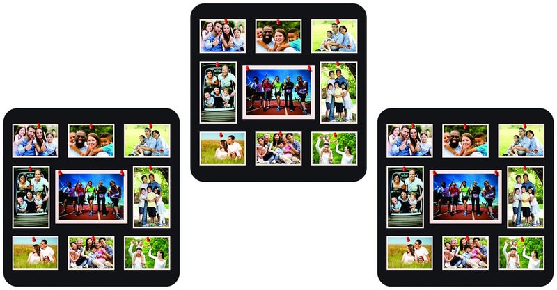 MARINE PEARL Marine Pearl 12x12 Inch Set of 3 Multifunctional Pin Up Photo Frames Wall Hanging Collage Soft Board for Home Office Sporty Black  - Image 2