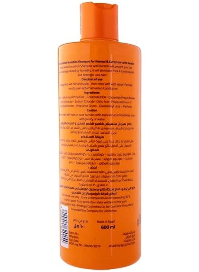 Blends - Herbal Sensation Shampoo Normal & Curly Hair Keratin 600ML - Image 1