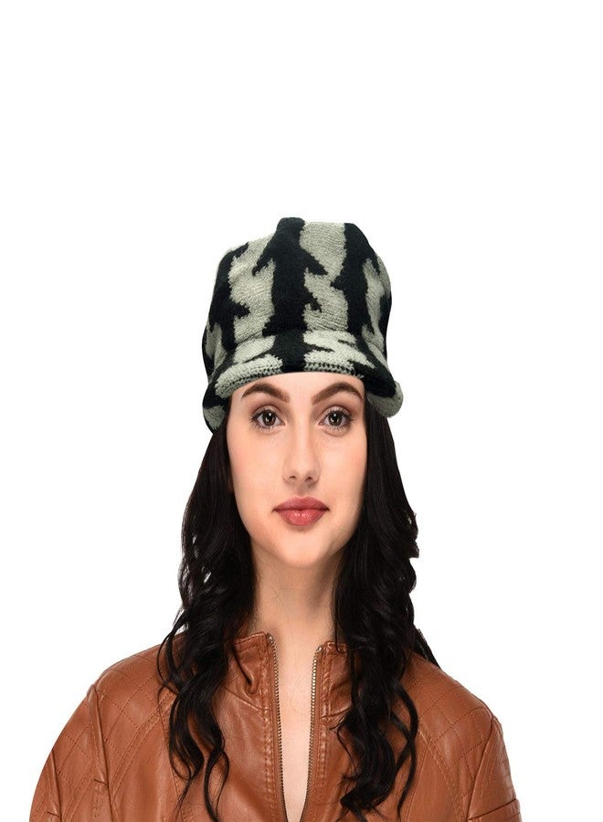 V3E Women's & Girl's Winter Soft Warm Snow and Air Proof Angora Cap (Grey & Black)