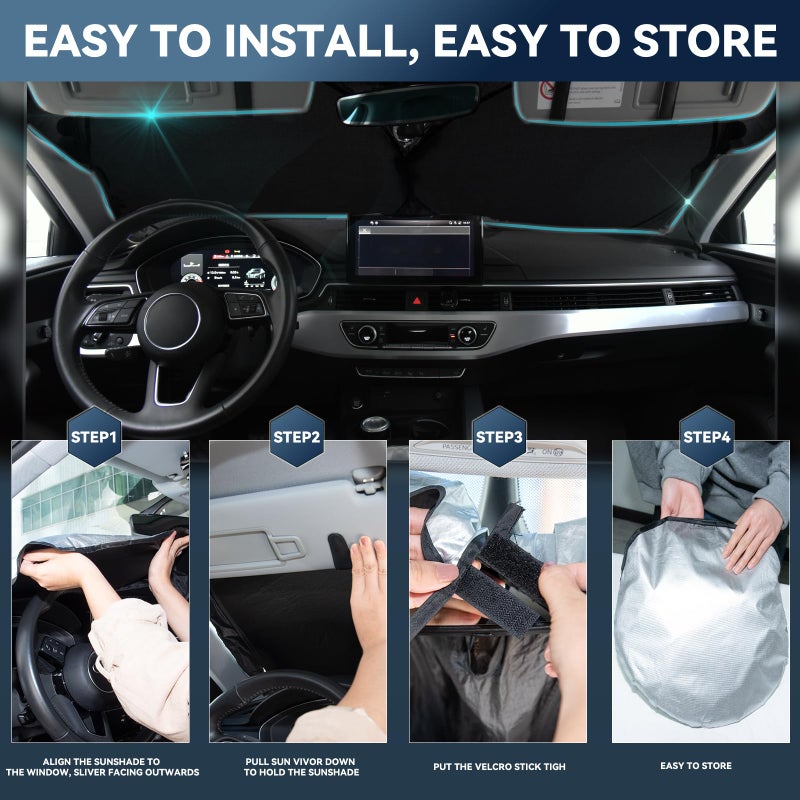 ZOIBV Windshield Sun Shade for Toyota Camry 2025 2026 LE XLE Hybrid SE XSE - 4 Layers Car Sunshades for Front Windows Shade Cover Custom Fit Camry Sun Visor 250T Retractable Blocks Shade UV Rays Accessories - Image 5