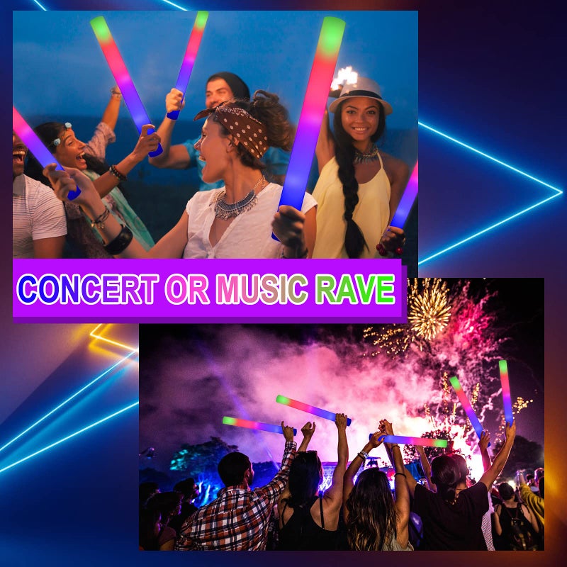 Taotuo Glow Stick Bulk 108PCS Led Foam Glow SticksGlow in The Dark Party Supplies with 3 Flashing ModesLight up Foam Sticks for WeddingHalloween Christmas Concerts Birthday - Image 3