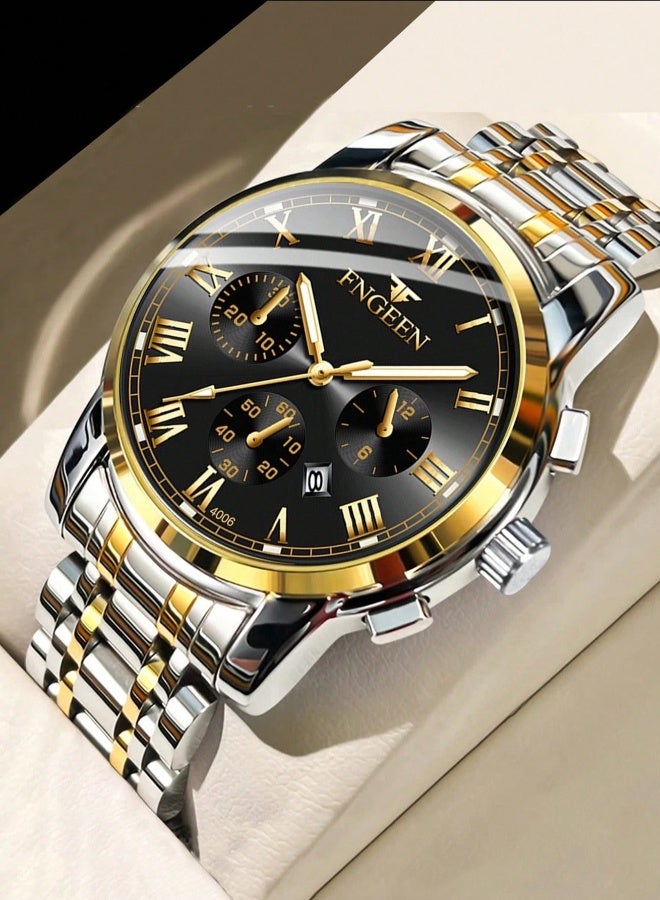 FNGEEN 4006 Men Watches Top Brand Luxury Waterproof Date Clock Male Steel Strap Casual Quartz Watch Sports Wrist Watch Men - Image 1