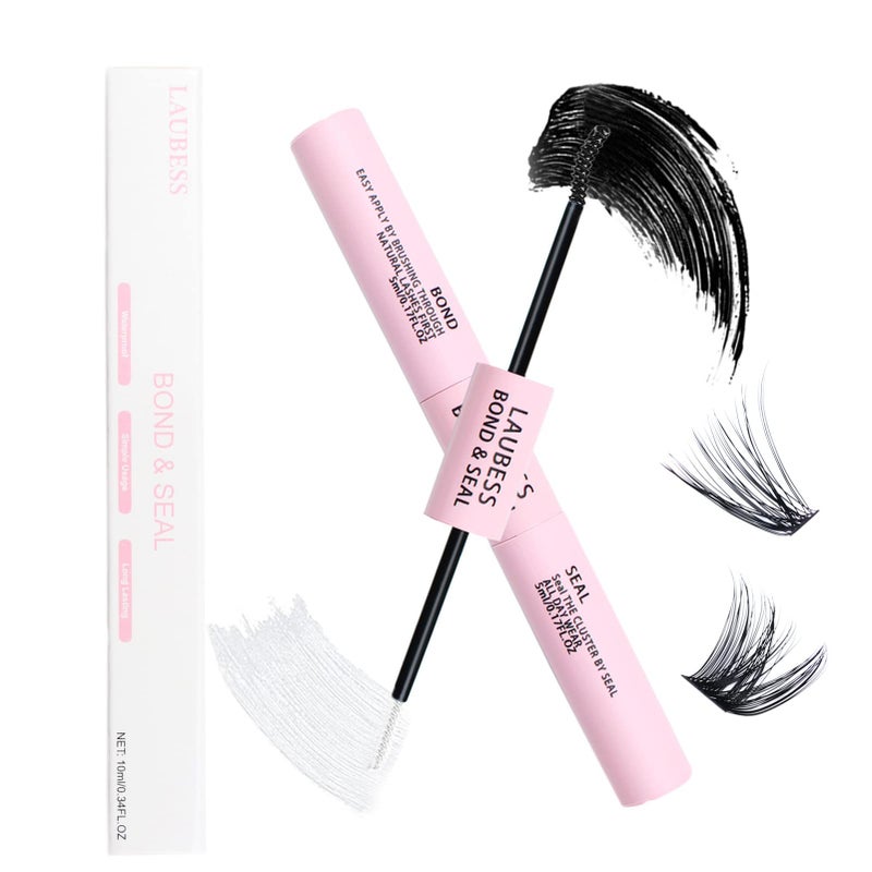 LAUBESS Lash Bond and Seal Mascara for Long Lasting Waterproof Eyelash Extensions - 5ml+5ml - Image 1