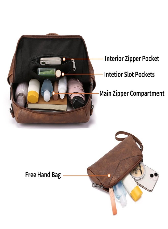 GAEKEAO Backpack Purse for Women Fashion Leather Designer Travel Backpack Purses Convertible Shoulder Bag with Wristlet (Brown With Leopard) - Image 4