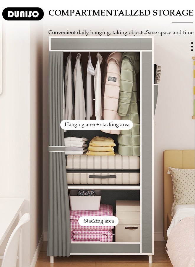 DUNISO Portable Closet Wardrobe,Dustproof Deisgn, Portable Closet Organizer with Non-woven Fabric Quick and Easy to Assemble Extra Strong and Durable for Hanging Clothes in Bedrooms and Apartments - Image 4