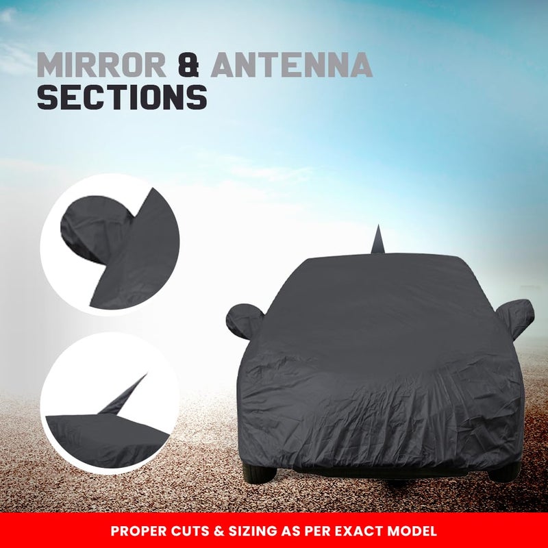 Autofact Polo Dustproof Car Cover with Mirror & Antenna Pockets, Grey Color, Taffeta Polyster,Triple Stitched, Compatible with Volkswagen Polo Car Cover (2010 to 2022), Polo Car Accessories - Image 2