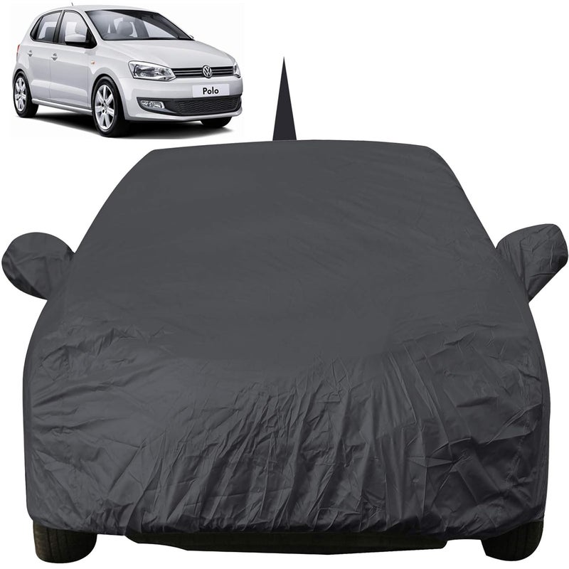 Autofact Polo Dustproof Car Cover with Mirror & Antenna Pockets, Grey Color, Taffeta Polyster,Triple Stitched, Compatible with Volkswagen Polo Car Cover (2010 to 2022), Polo Car Accessories - Image 1