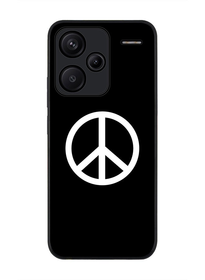 Stylizedd Rugged Black Edge Case for Xiaomi Redmi Note 13 Pro Plus, Slim fit Case Flexible Anti Drop TPU Gel Thin Cover -  Peace Sign - Image 1