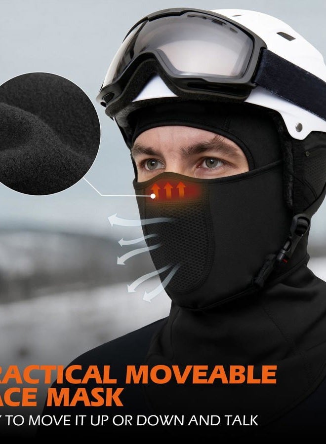 MELASA Winter Balaclava Face Mask for Cold Weather Thermal Fleece Ski Mask with Movable Face Cover for Outdoor Work Skiing, Fluorescent Green, One size - Image 4