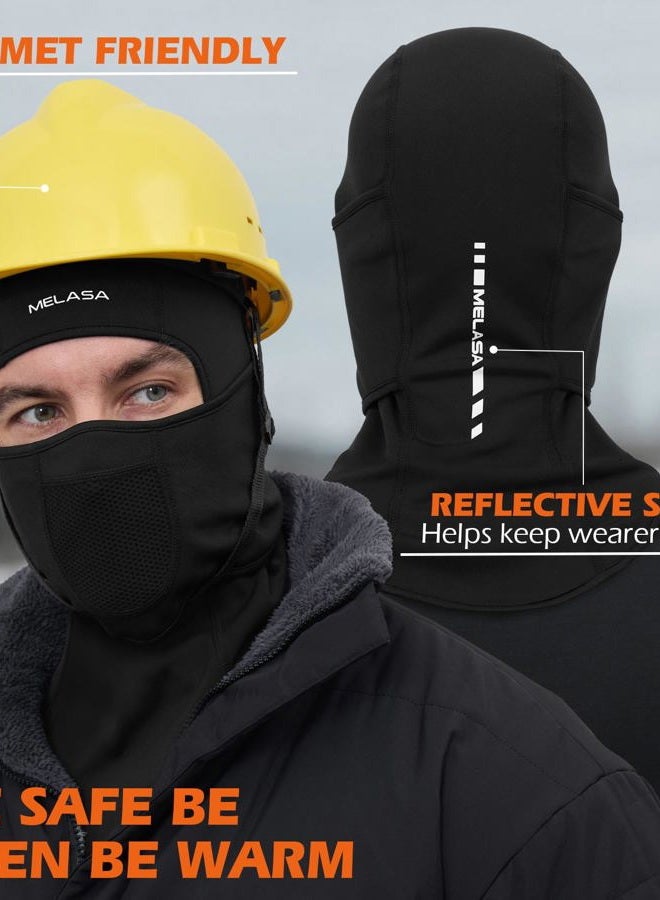 MELASA Winter Balaclava Face Mask for Cold Weather Thermal Fleece Ski Mask with Movable Face Cover for Outdoor Work Skiing, Fluorescent Green, One size - Image 5