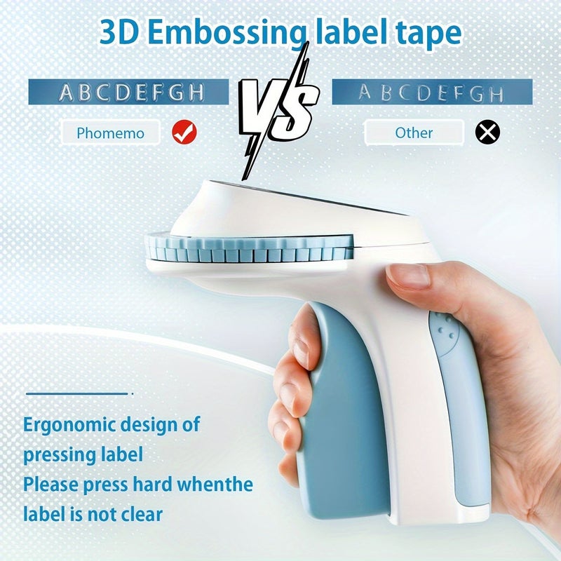 Phomemo E975 Pink Embossing Label Maker Manual 3D Vintage Handheld Embosser Label Printer with 3 Tapes Portable Labeler for Home School Kitchen Office - Image 5