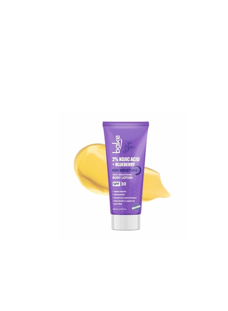 BAKE 2% Kojic Acid Brightening Body Lotion (200 ml) with Niacinamide & SPF 30 PA+++ for Pigmentation & Tan Removal | For Dark Spots & Sun Protection | De-Tan Body Lotion | Tanned & Pigmented Skin | For Women & Men - Image 4
